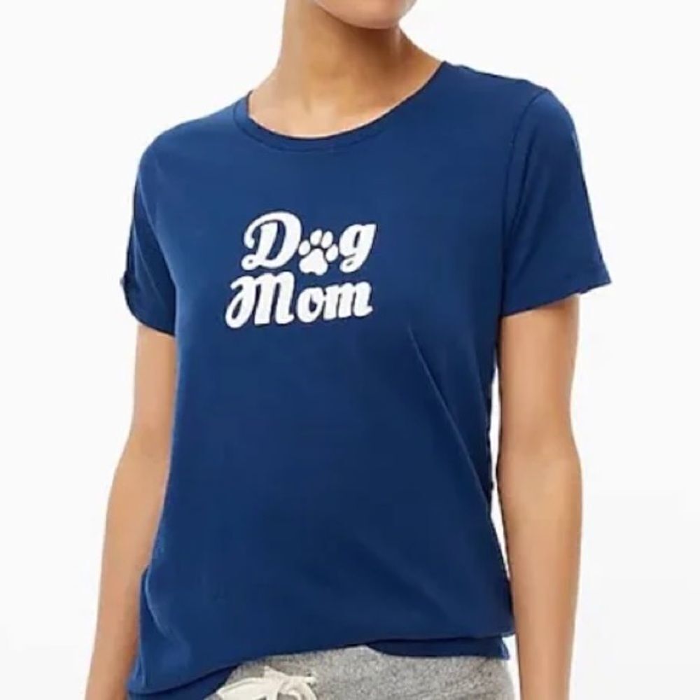 NWT JCREW dog’s mom cotton tee shirt navy blue 3X